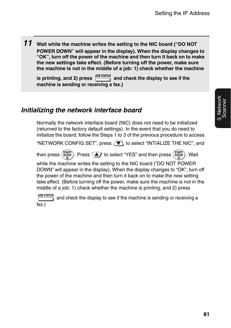 Initializing the network interface board | Sharp FO-DC535 User Manual | Page 83 / 248