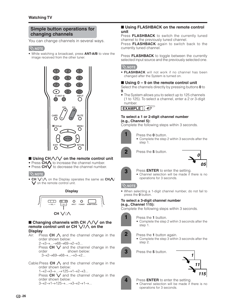 Simple button operations for changing channels | Sharp Aquos LC 32G4U User Manual | Page 26 / 104