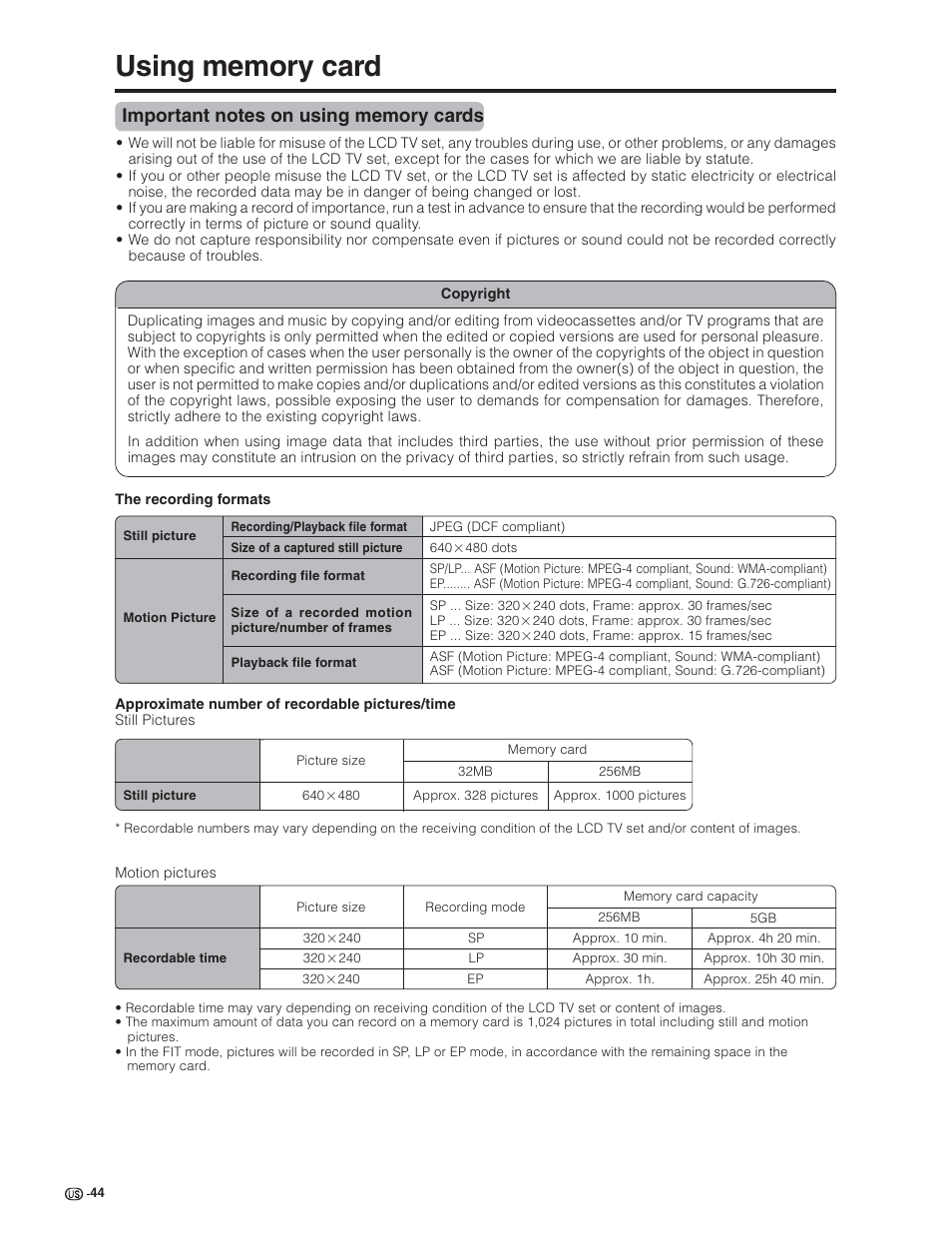 Sharp Aquos LC 32G4U User Manual | Page 44 / 104