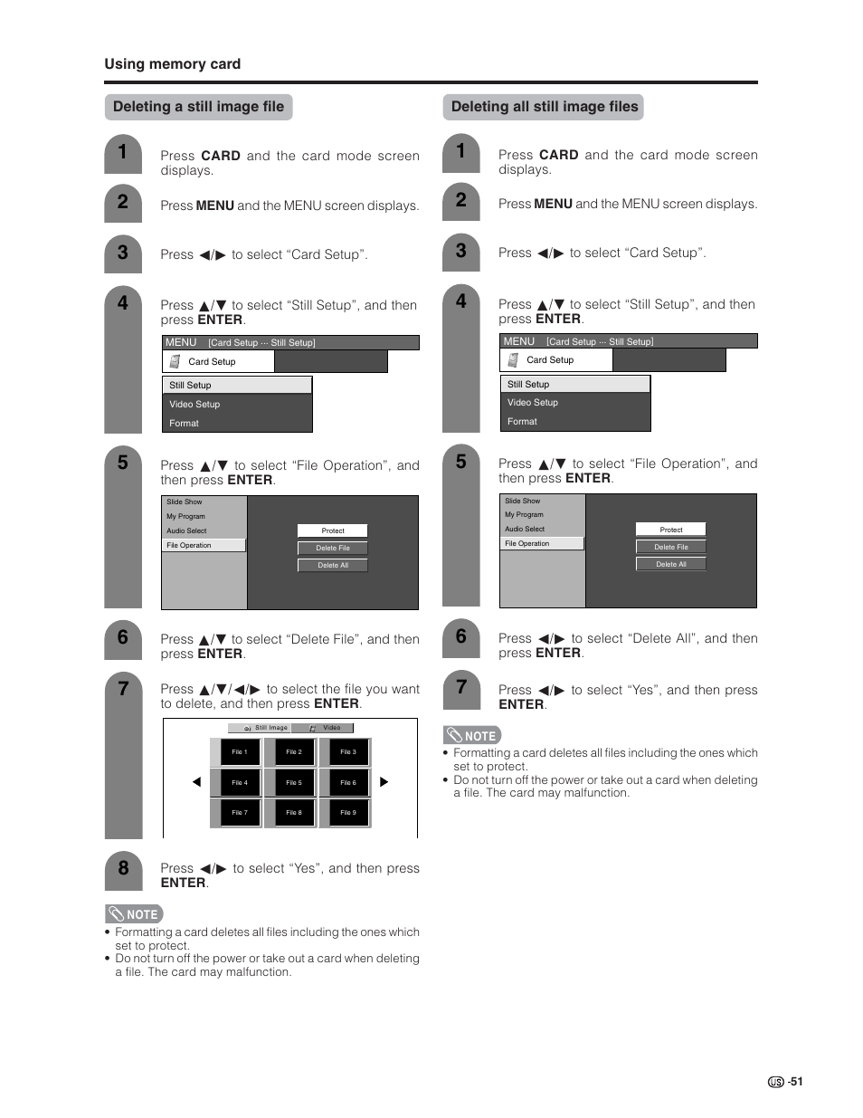 Deleting a still image file | Sharp Aquos LC 32G4U User Manual | Page 51 / 104