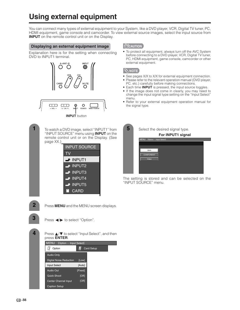 Using external equipment | Sharp Aquos LC 32G4U User Manual | Page 56 / 104