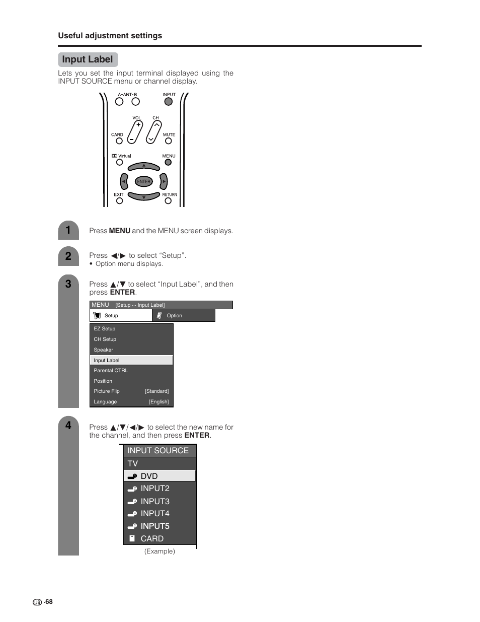 Input label | Sharp Aquos LC 32G4U User Manual | Page 68 / 104