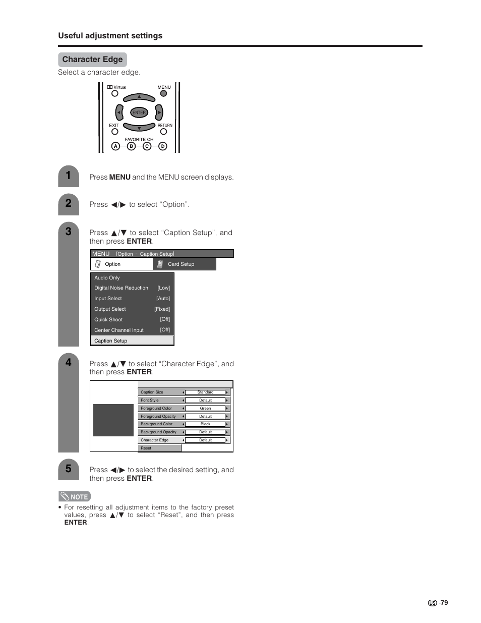 Useful adjustment settings character edge | Sharp Aquos LC 32G4U User Manual | Page 79 / 104