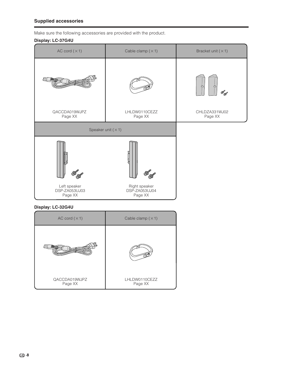 Sharp Aquos LC 32G4U User Manual | Page 8 / 104