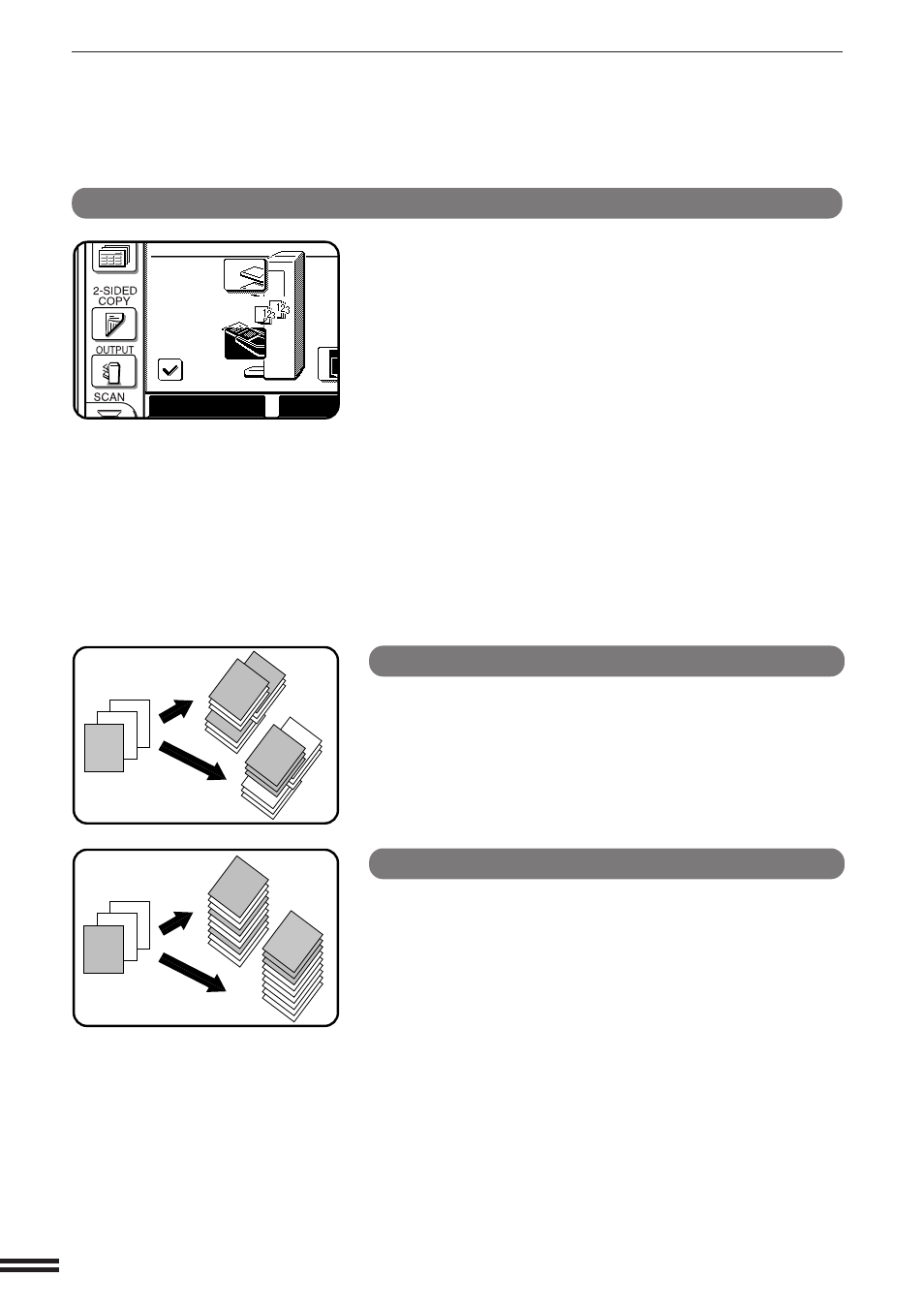 Offset stack offset mode, Non-offset mode, Finisher (ar-fn1n) | Output top tray offset so offset tray auto auto | Sharp AR-407 User Manual | Page 116 / 184