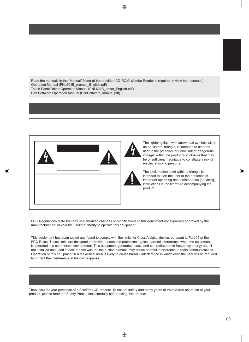 Sharp PN-L601B User Manual | Page 3 / 28