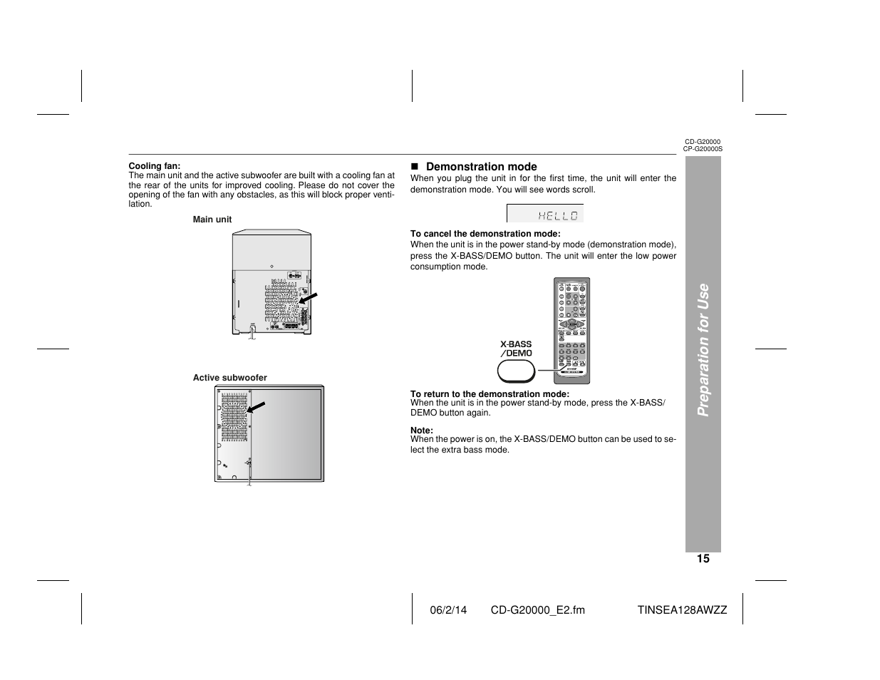 Preparation for use | Sharp CP-G20000S User Manual | Page 15 / 48