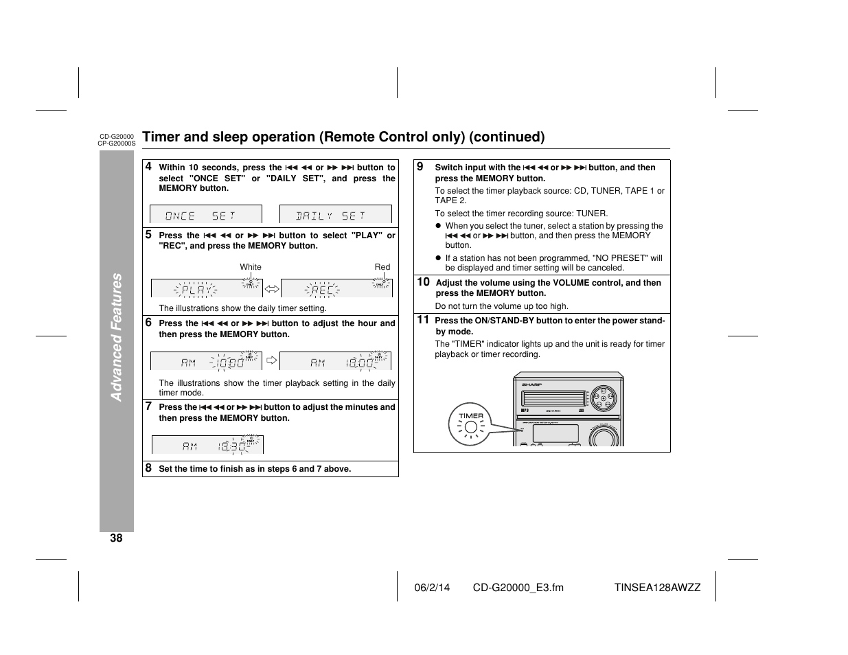 Advanced features | Sharp CP-G20000S User Manual | Page 38 / 48