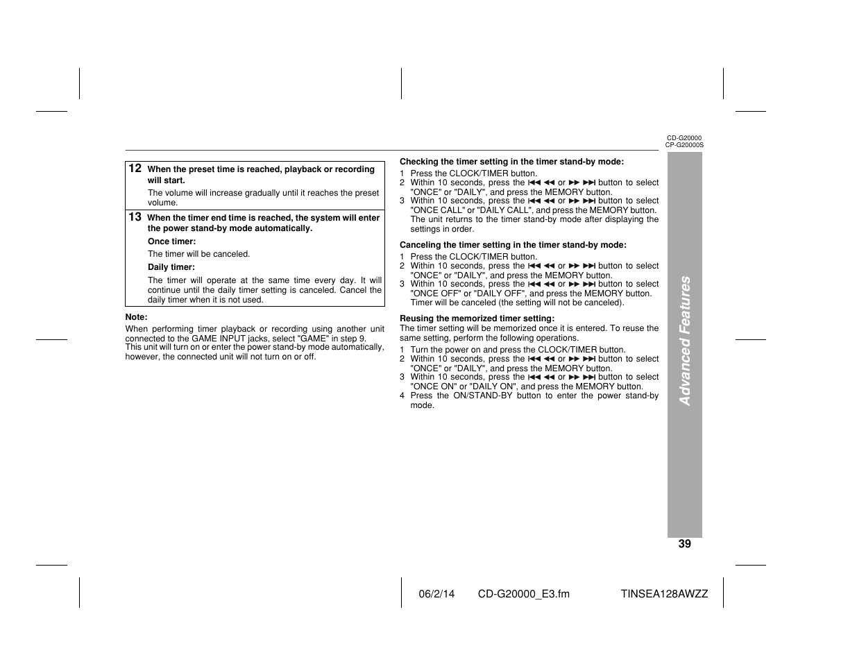 Advanced features | Sharp CP-G20000S User Manual | Page 39 / 48