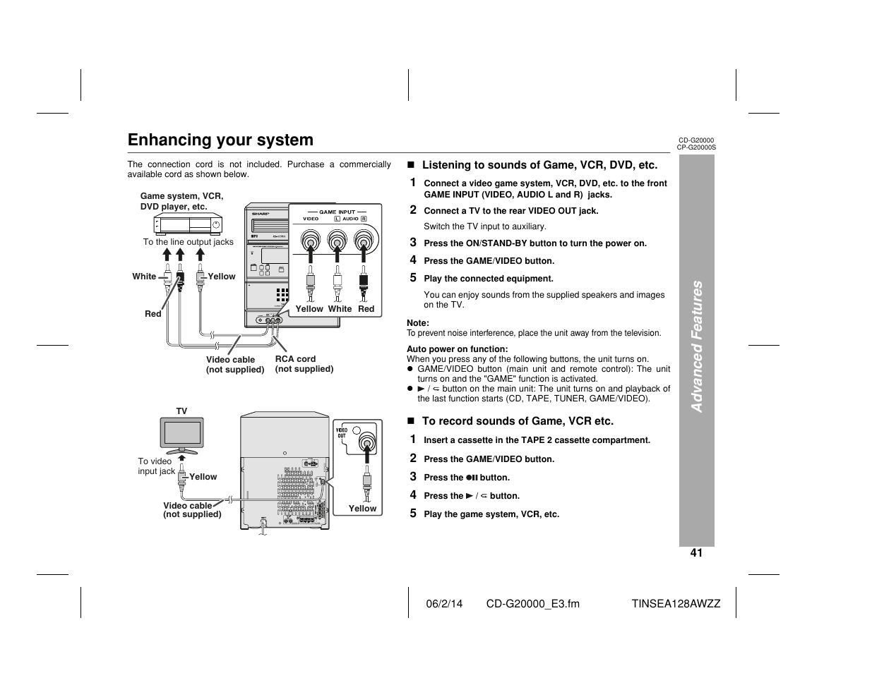 Enhancing your system, Advanced features | Sharp CP-G20000S User Manual | Page 41 / 48