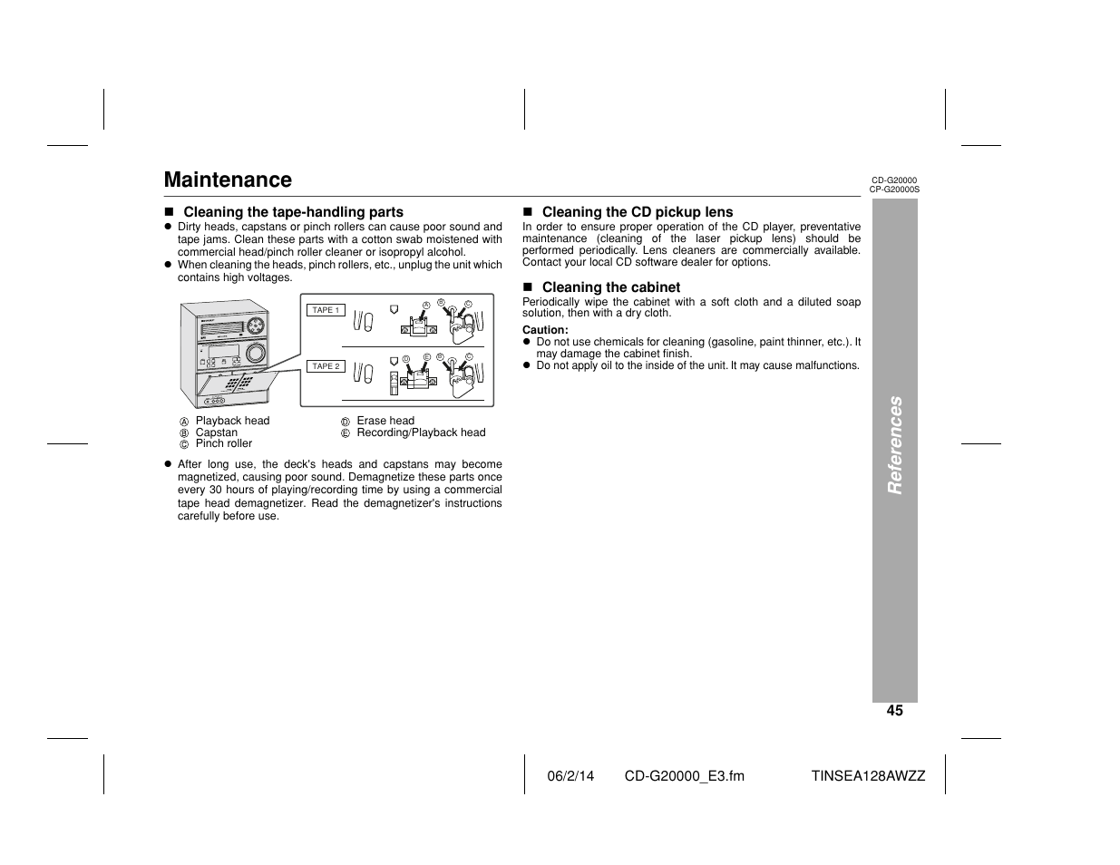 Maintenance, References | Sharp CP-G20000S User Manual | Page 45 / 48