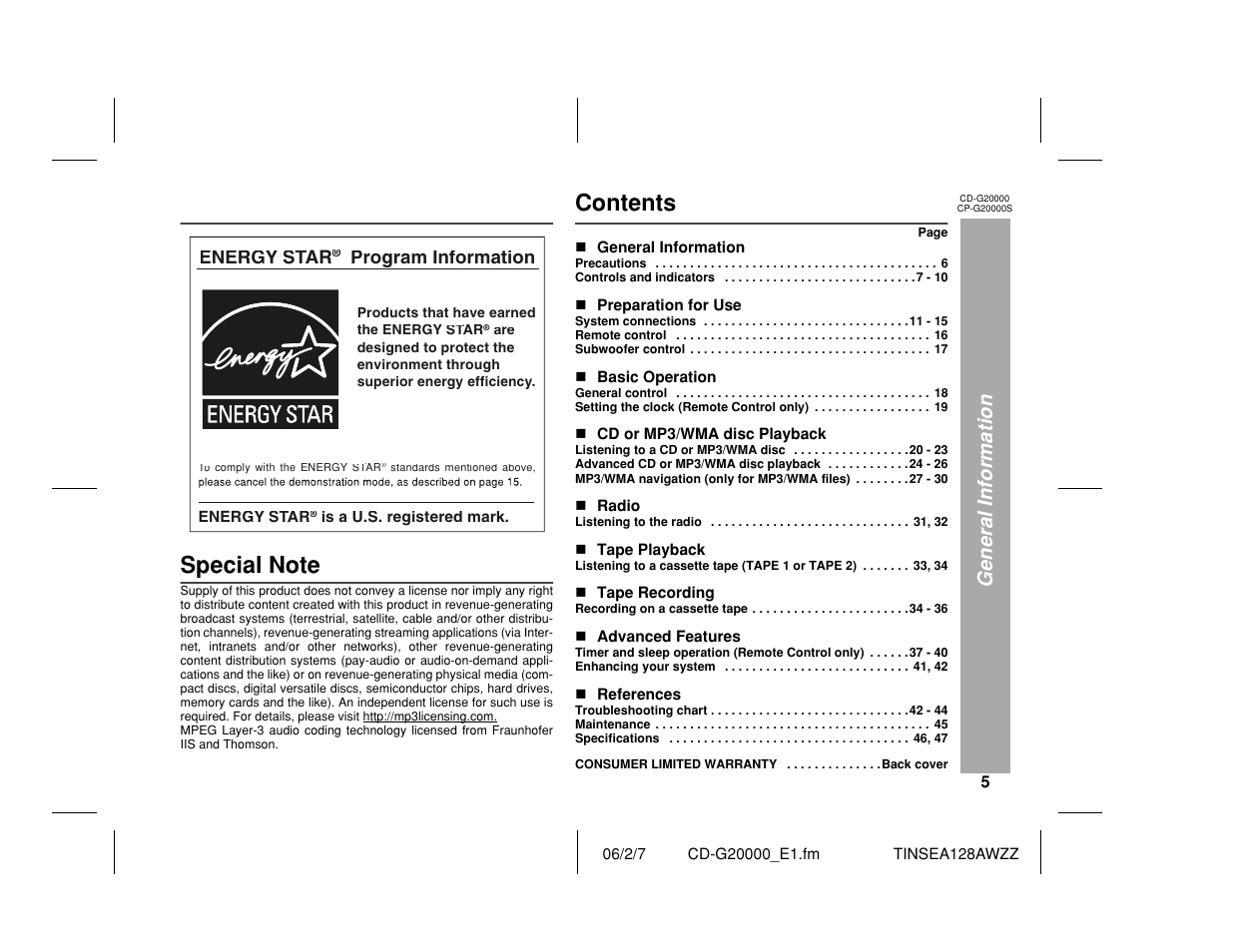 Sharp CP-G20000S User Manual | Page 5 / 48