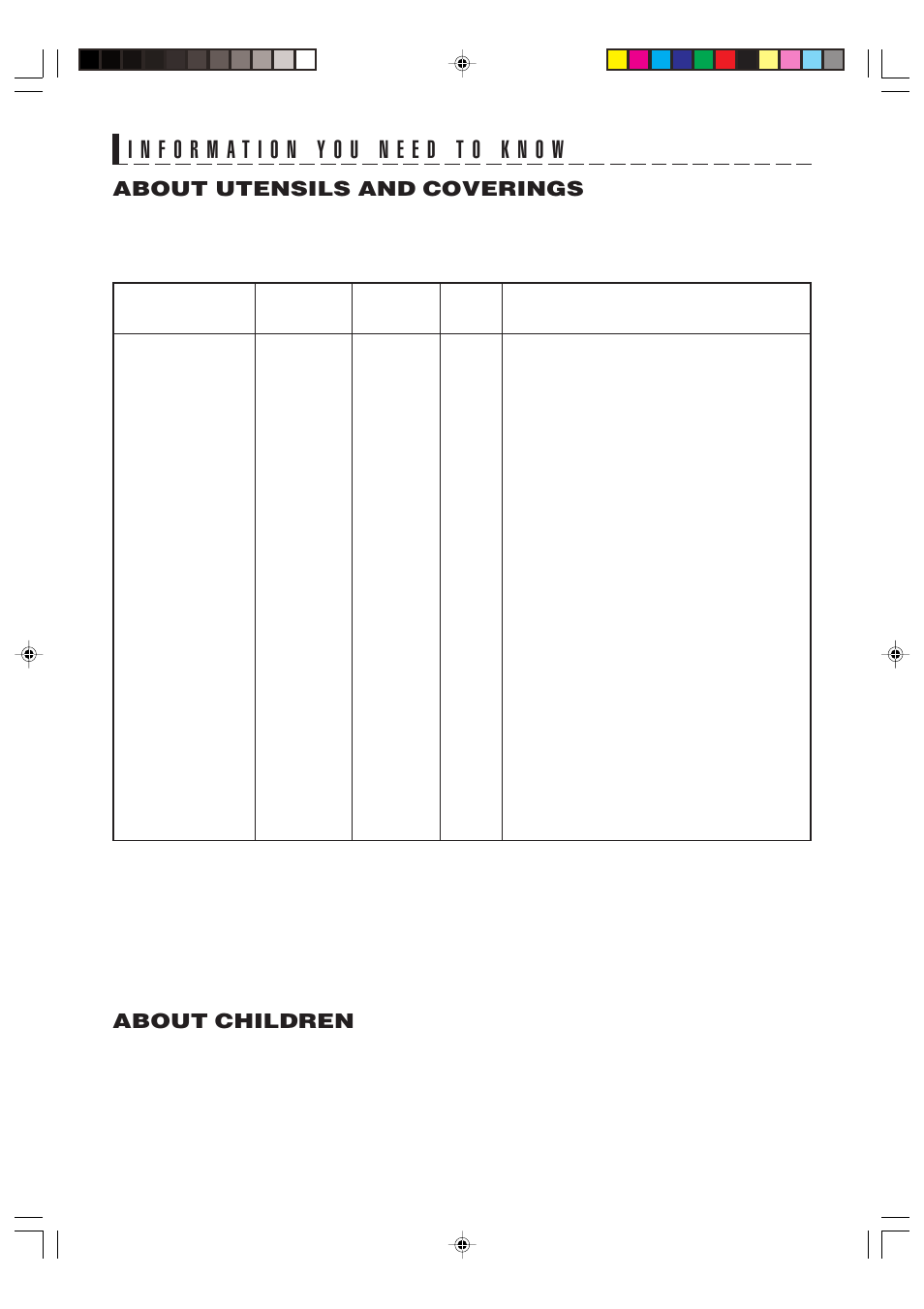 About utensils and coverings, About children | Sharp AX-700 User Manual | Page 10 / 40