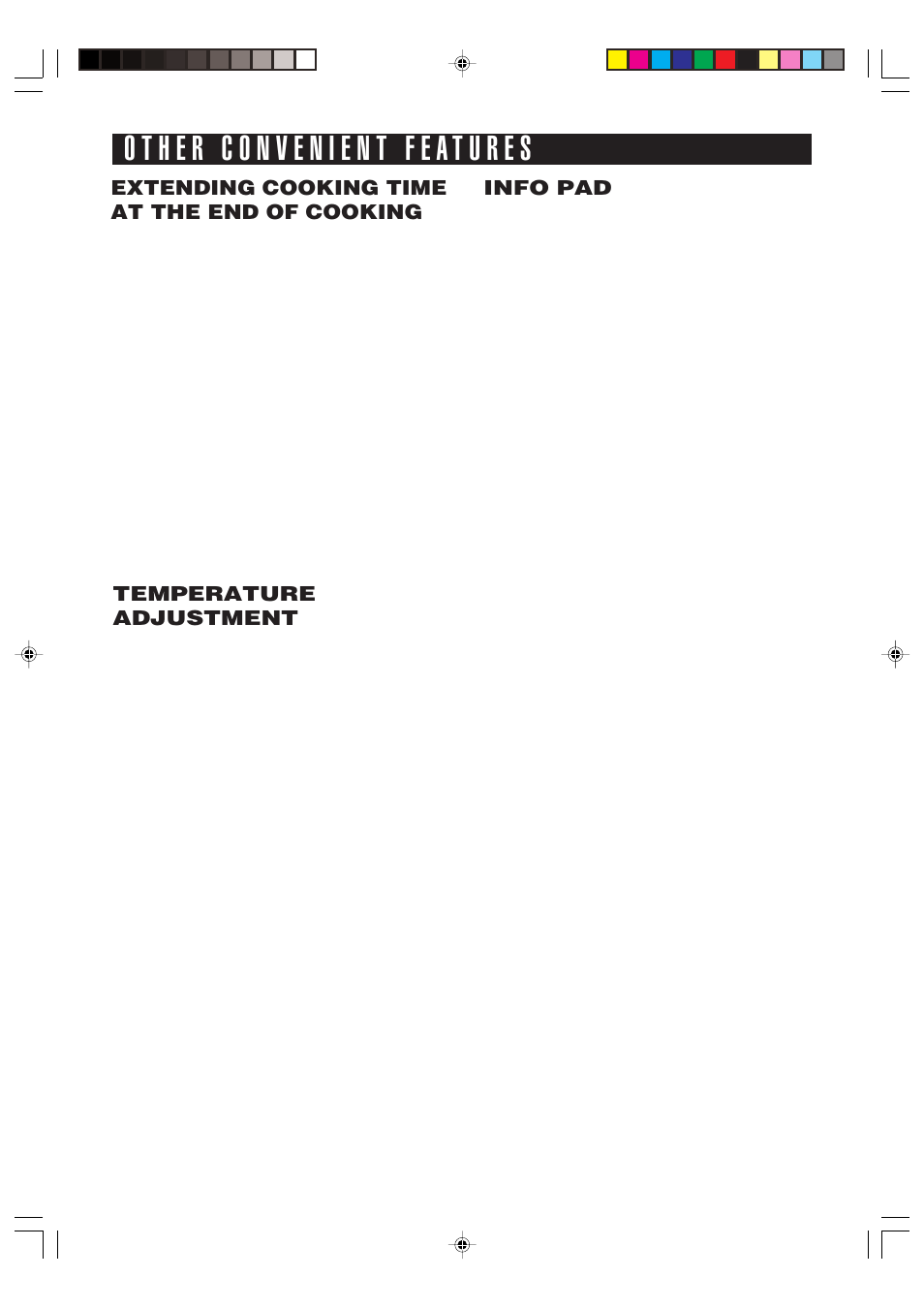 Extending cooking time at the end of cooking, Temperature adjustment, Info pad | Sharp AX-700 User Manual | Page 32 / 40