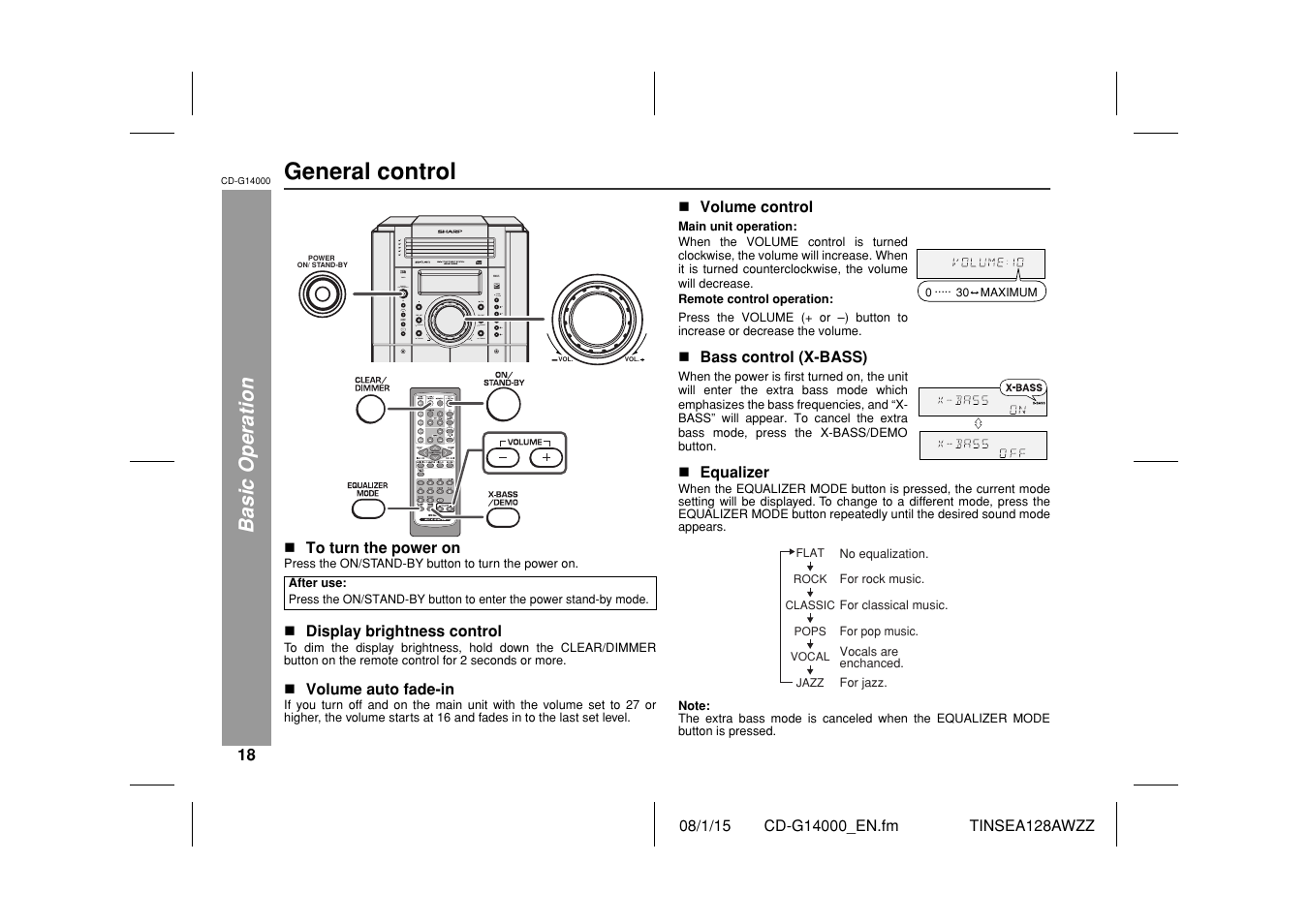 General control | Sharp CD G14000 User Manual | Page 18 / 48