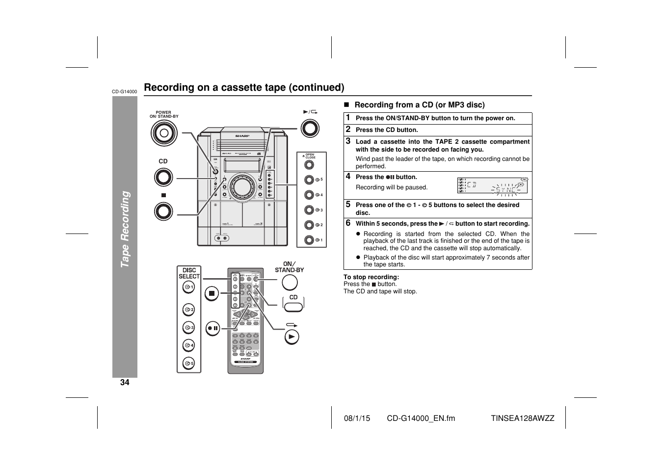 Sharp CD G14000 User Manual | Page 34 / 48