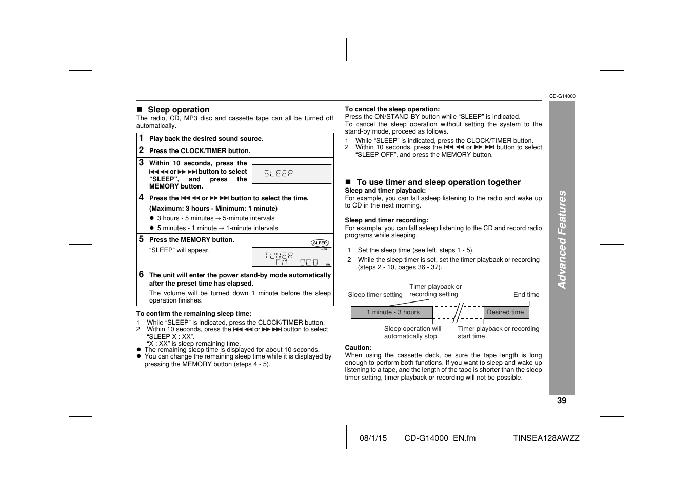 Advanced features | Sharp CD G14000 User Manual | Page 39 / 48