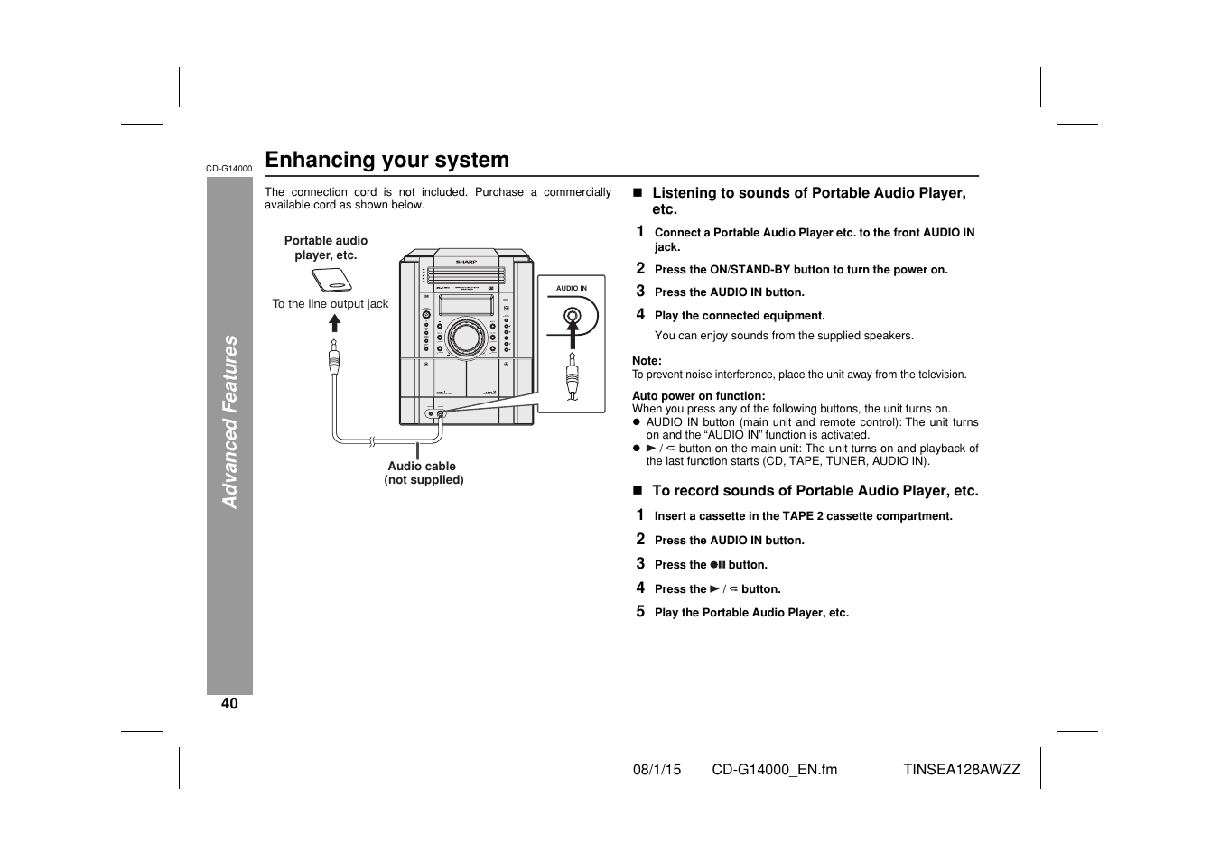 Enhancing your system | Sharp CD G14000 User Manual | Page 40 / 48