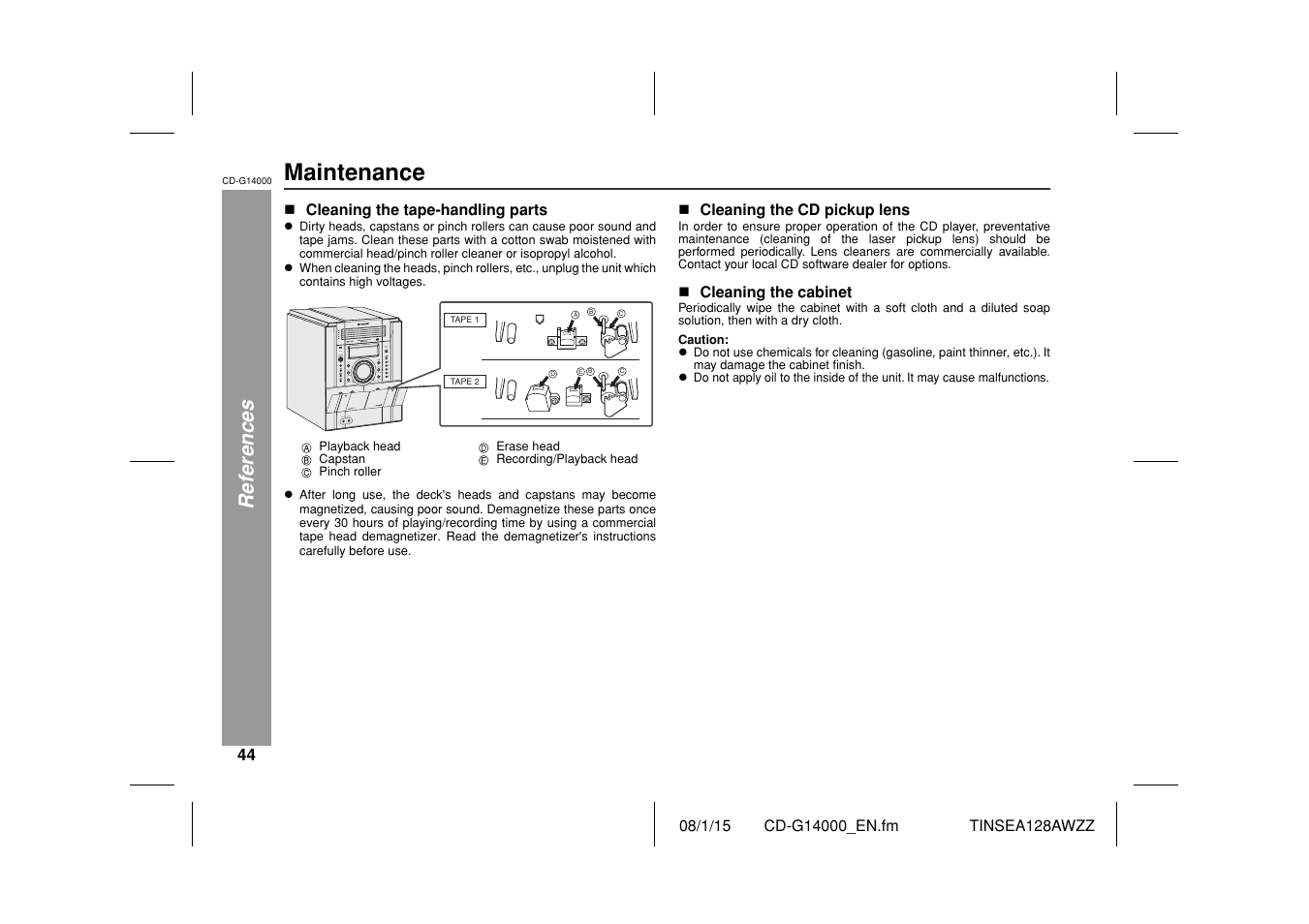 Maintenance | Sharp CD G14000 User Manual | Page 44 / 48