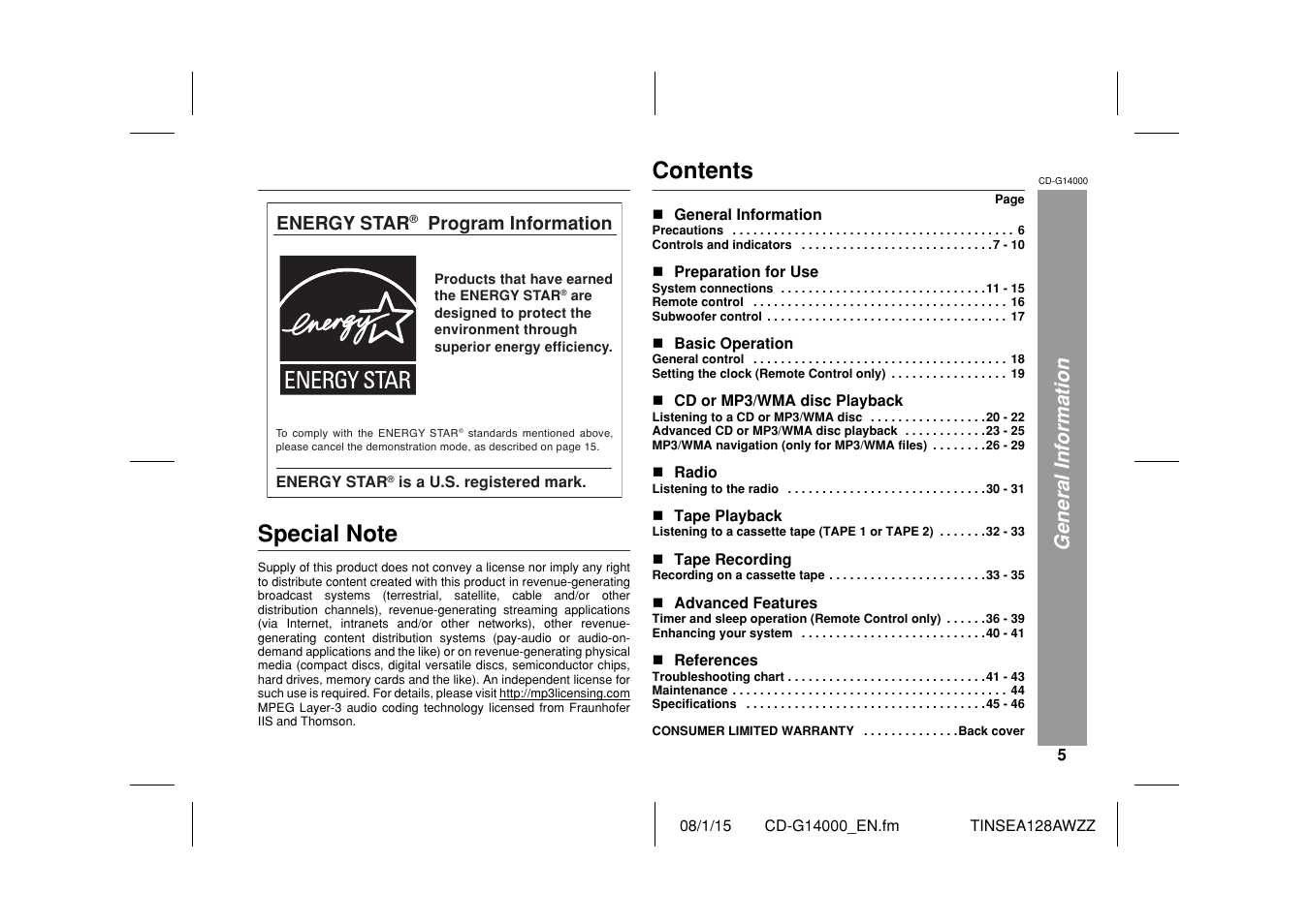 Sharp CD G14000 User Manual | Page 5 / 48