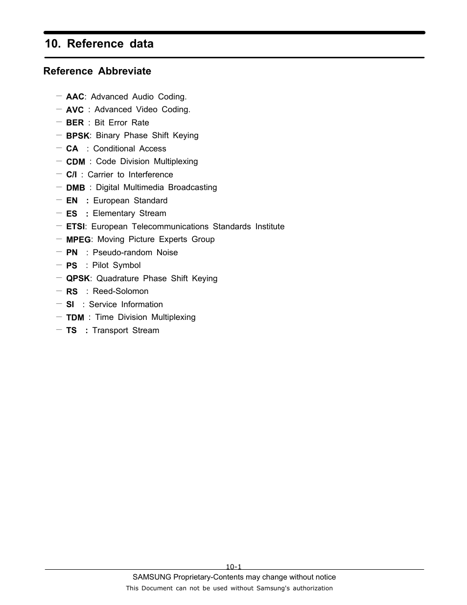 Reference data, Reference abbreviate | Sharp SGH-J200 User Manual | Page 72 / 87