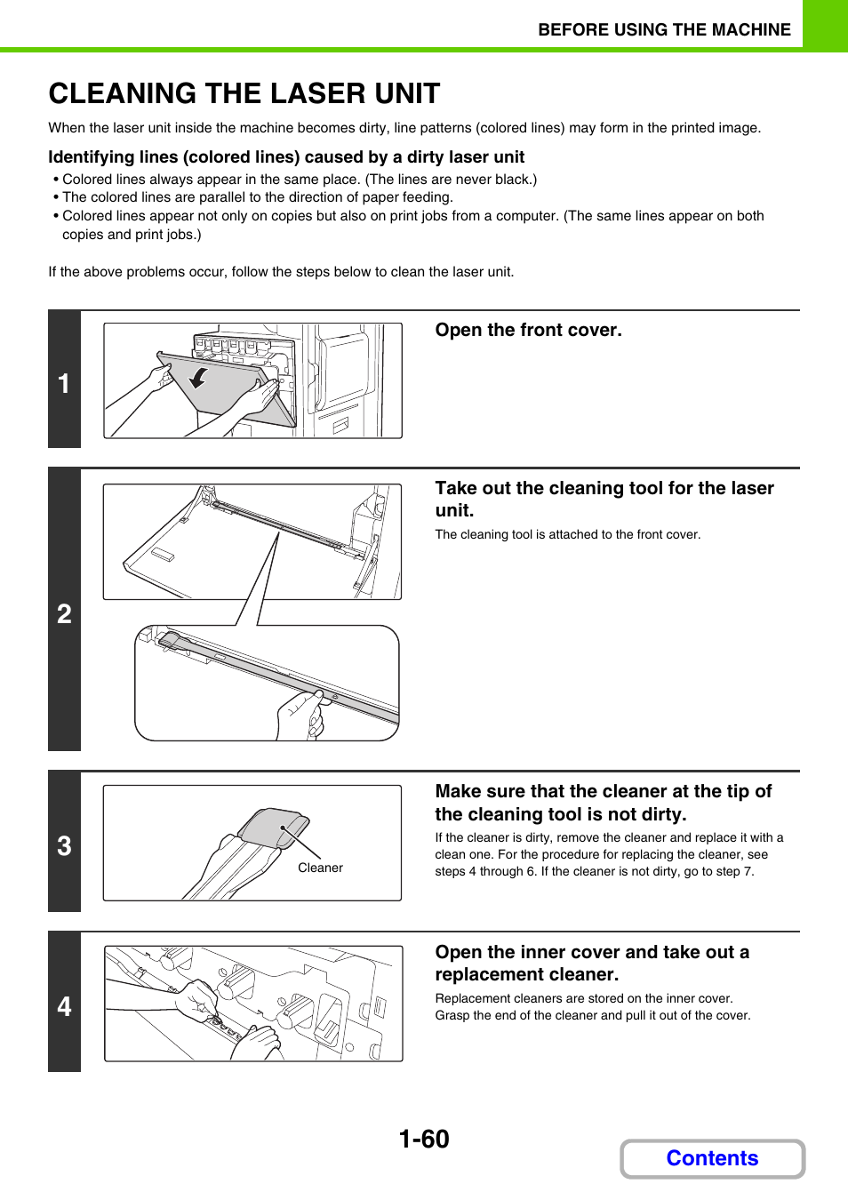 Clean the laser unit, Cleaning the laser unit -60, Cleaning the laser unit | Sharp MX-3100N User Manual | Page 101 / 799