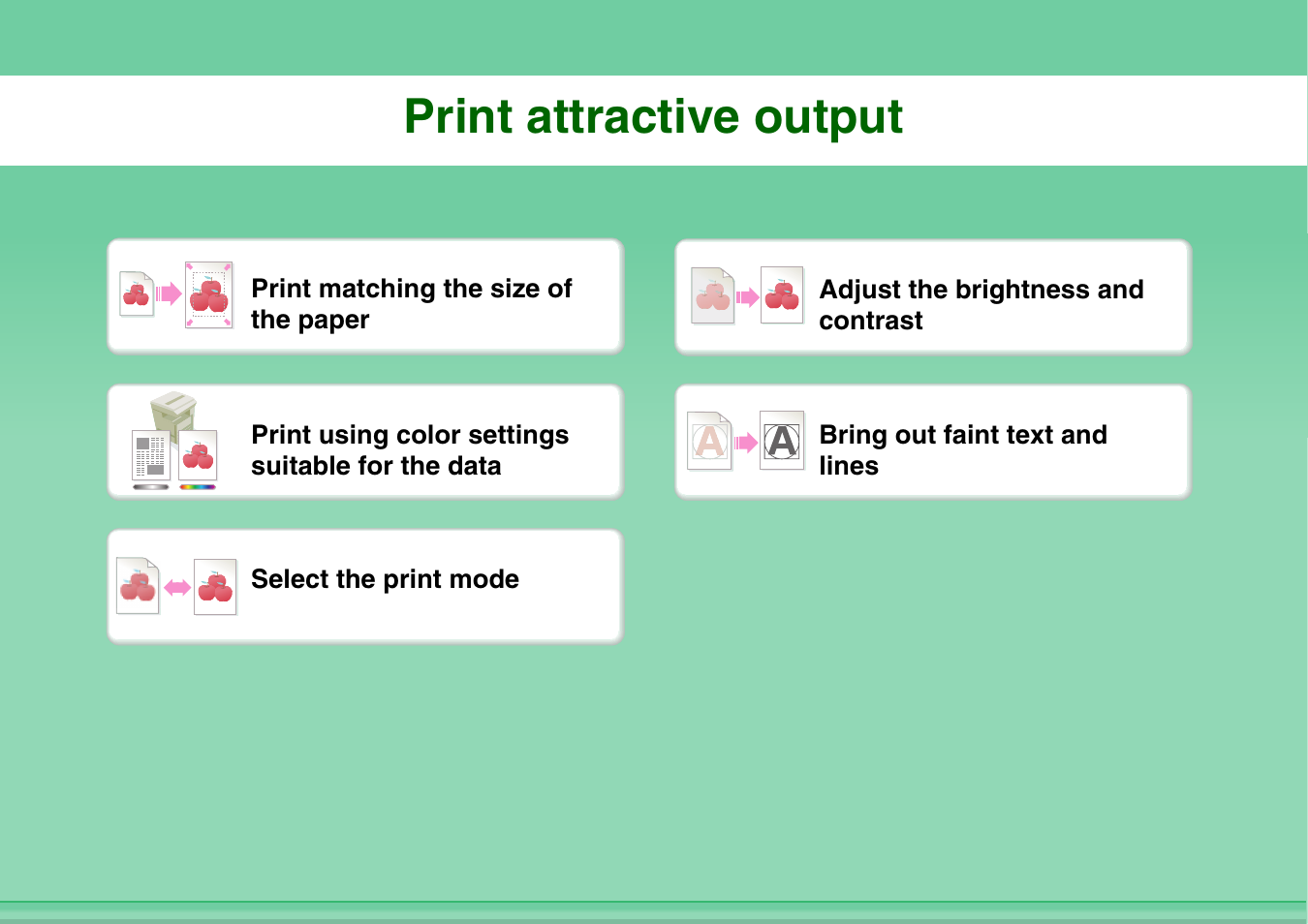 Print attractive, Output, Print attractive output | Sharp MX-3100N User Manual | Page 13 / 799