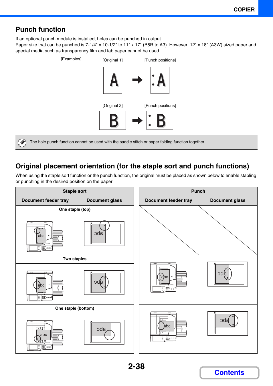 Punch function, Ge 2-38, Contents punch function | Sharp MX-3100N User Manual | Page 152 / 799