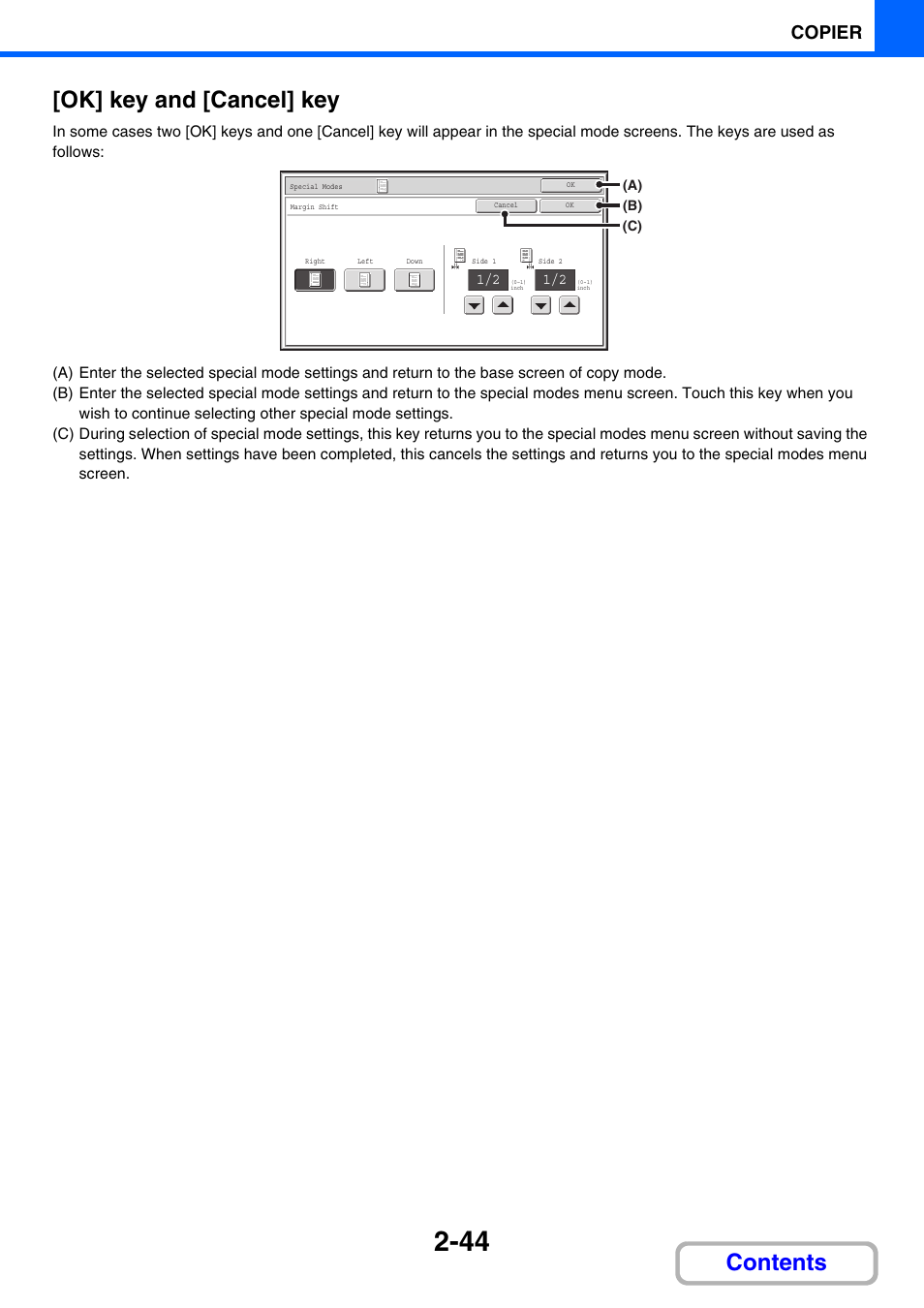 Contents [ok] key and [cancel] key, Copier | Sharp MX-3100N User Manual | Page 158 / 799