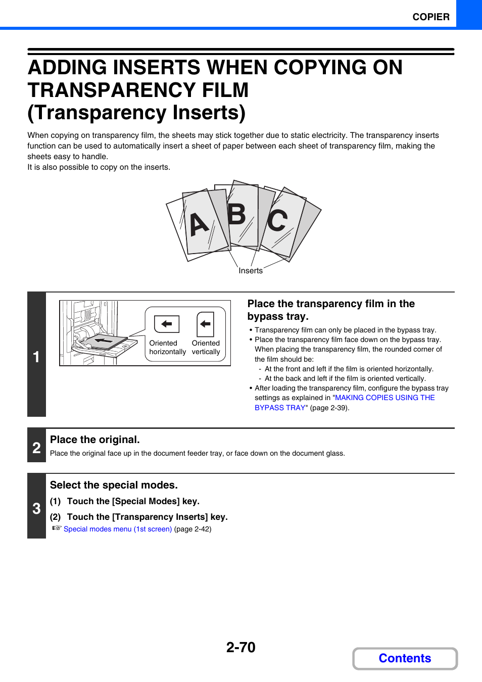 Transparency film, Ge 2-70, Cb a | Sharp MX-3100N User Manual | Page 184 / 799