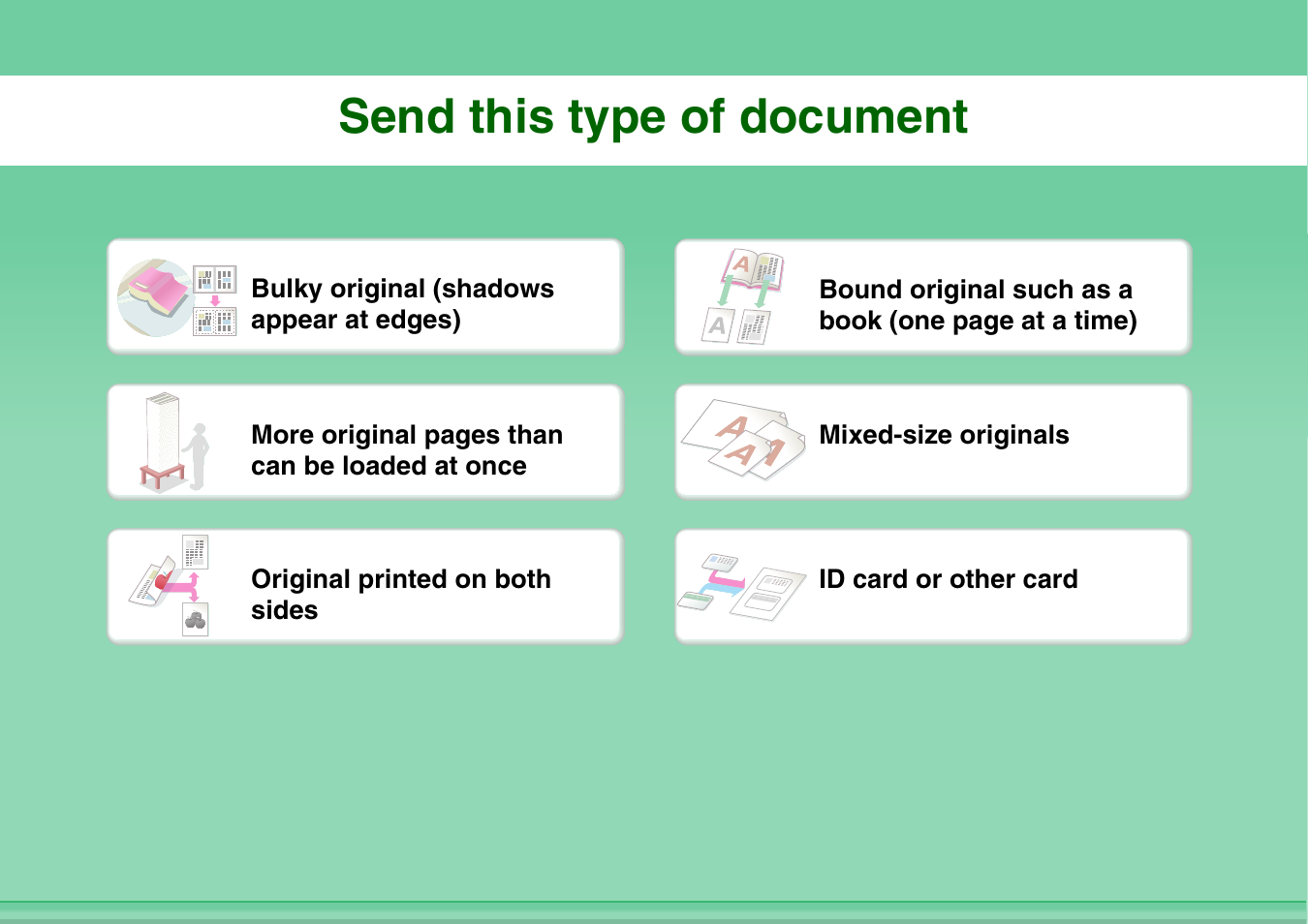 Send this type of, Document, Send this type of document | Sharp MX-3100N User Manual | Page 20 / 799