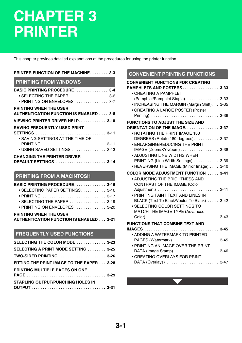 Printer, Chapter 3 printer | Sharp MX-3100N User Manual | Page 265 / 799