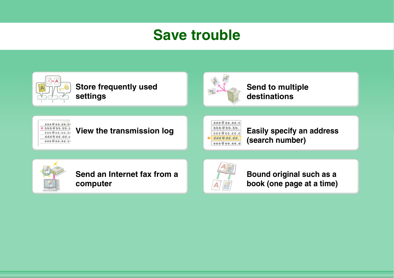 Save trouble, View the transmission log | Sharp MX-3100N User Manual | Page 31 / 799