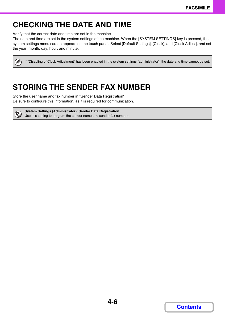 Checking the date and time -6, Storing the sender fax number -6, Checking the date and time | Storing the sender fax number | Sharp MX-3100N User Manual | Page 347 / 799