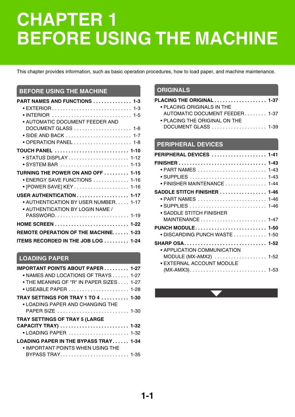 Before using the machine, Chapter 1 before using the machine | Sharp MX-3100N User Manual | Page 42 / 799