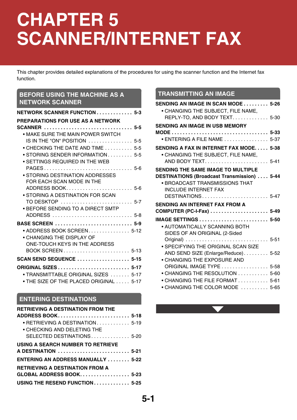 Scanner/internet fax, Scanner / internet fax, Chapter 5 scanner/internet fax | Sharp MX-3100N User Manual | Page 474 / 799