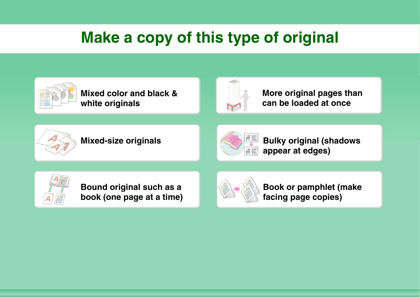 Make a copy of this, Type of original, Make a copy of this type of original | Sharp MX-3100N User Manual | Page 5 / 799