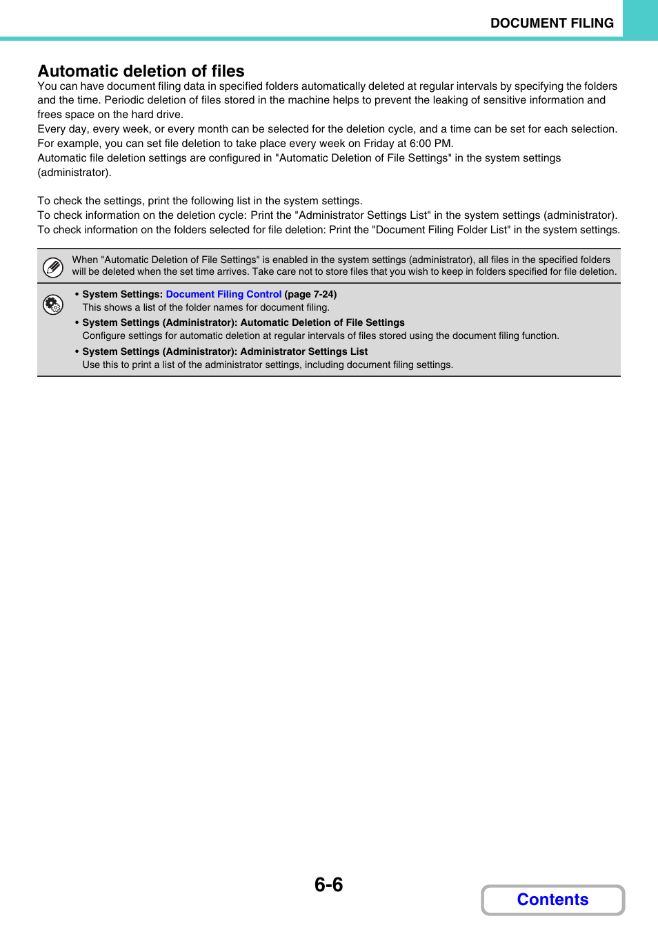 Contents automatic deletion of files | Sharp MX-3100N User Manual | Page 601 / 799