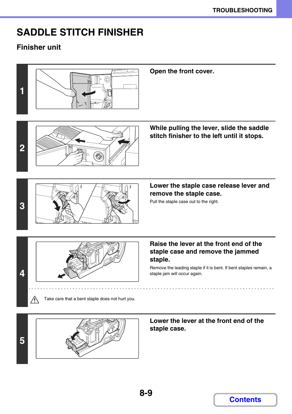 Saddle stitch finisher -9, Saddle stitch finisher, Ge 8-9) | Sharp MX-3100N User Manual | Page 763 / 799