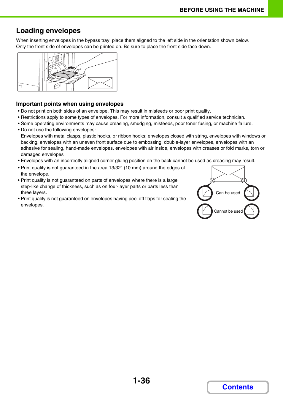 Contents loading envelopes | Sharp MX-3100N User Manual | Page 77 / 799