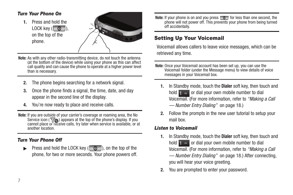 Turn your phone on, Turn your phone off, Setting up your voicemail | Listen to voicemail | Sharp SCH-R850 User Manual | Page 10 / 162