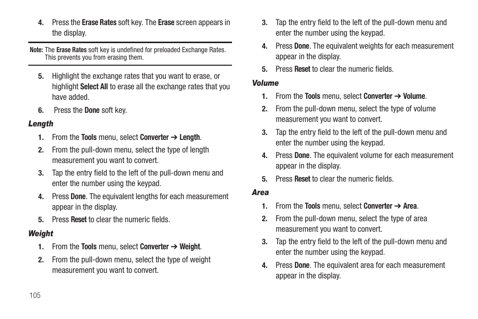 Length, Weight, Volume | Area | Sharp SCH-R850 User Manual | Page 108 / 162