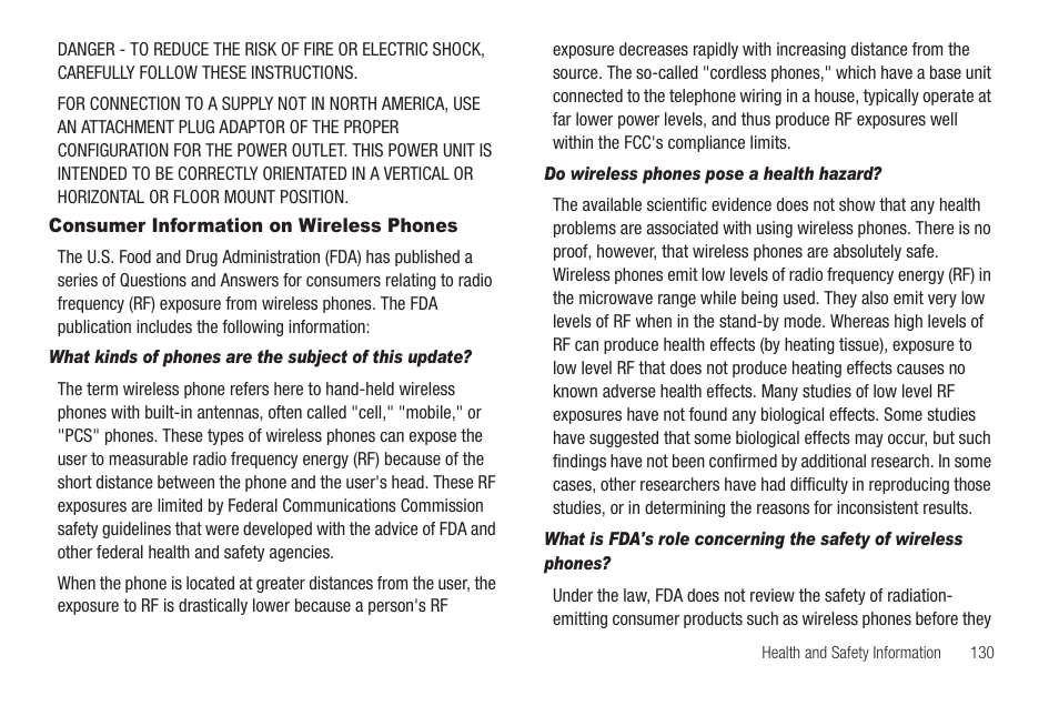 Consumer information on wireless phones, Do wireless phones pose a health hazard | Sharp SCH-R850 User Manual | Page 133 / 162