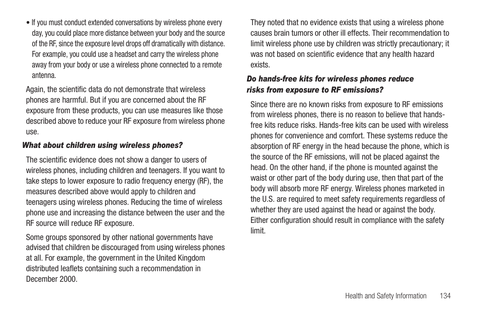 What about children using wireless phones | Sharp SCH-R850 User Manual | Page 137 / 162