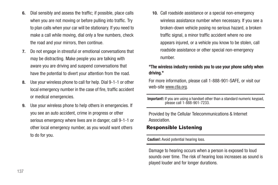 Responsible listening | Sharp SCH-R850 User Manual | Page 140 / 162