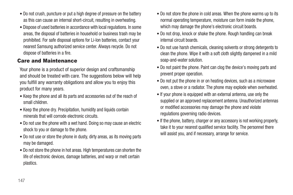 Care and maintenance | Sharp SCH-R850 User Manual | Page 150 / 162