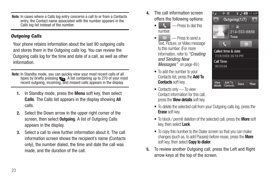 Outgoing calls | Sharp SCH-R850 User Manual | Page 26 / 162