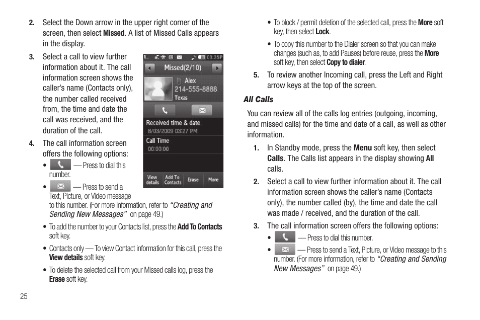 All calls | Sharp SCH-R850 User Manual | Page 28 / 162