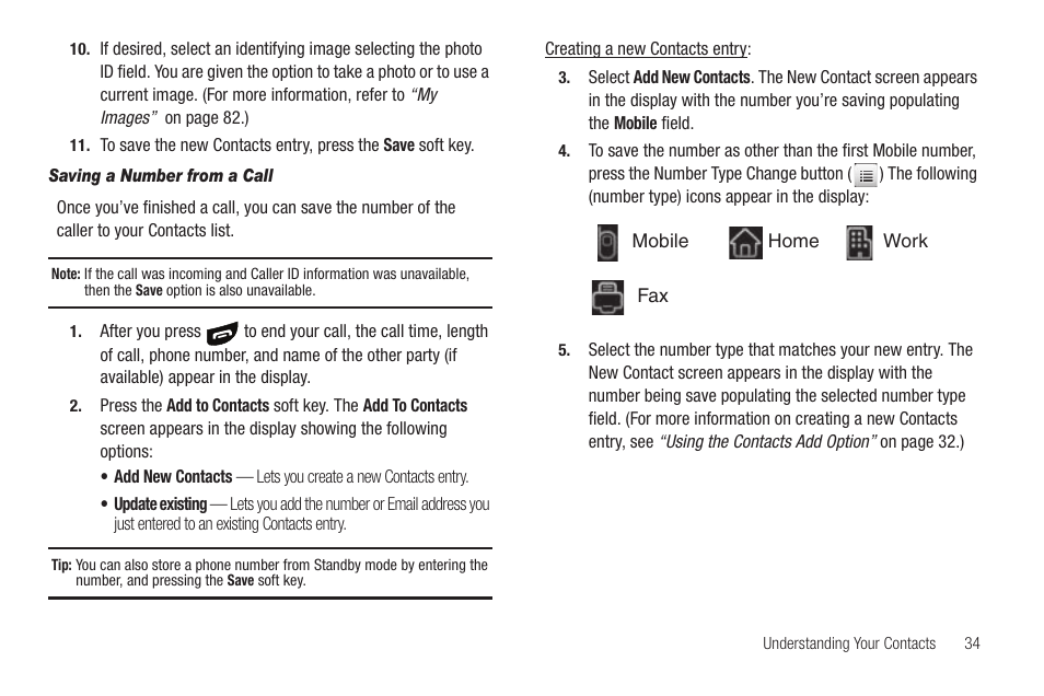 Saving a number from a call | Sharp SCH-R850 User Manual | Page 37 / 162