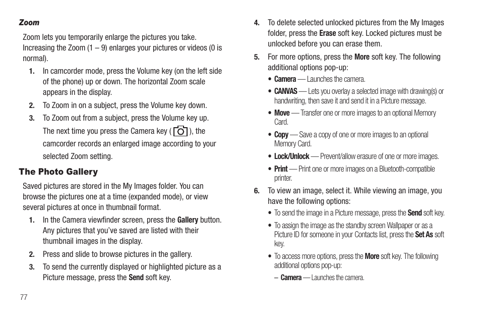 Zoom, The photo gallery | Sharp SCH-R850 User Manual | Page 80 / 162